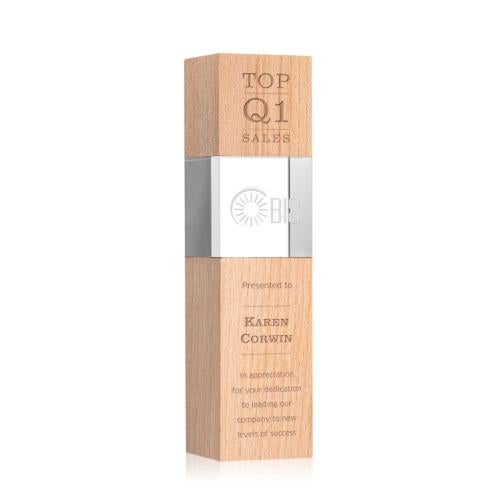 Awards and Plaques - Crystal Trophies - Price Tower Beechwood Towers Wood Trophy