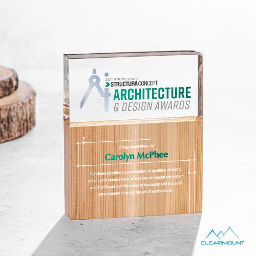 Awards and Plaques - Acrylic Trophies - Arbuste Full Color Rectangle Wood Trophy