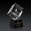 Klein 3D on Small Base Black Square / Cube Crystal Trophy