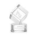 Klein on Half Round Base Clear Square / Cube Crystal Trophy