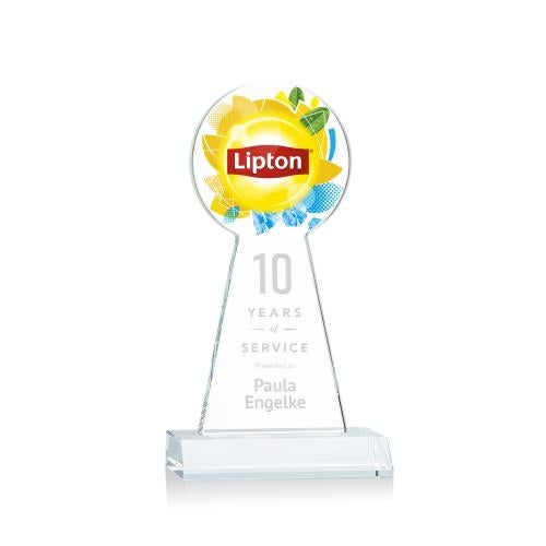 Awards and Plaques - Crystal Trophies - Laidlaw Full Color/Etch Clear Circle Crystal Trophy