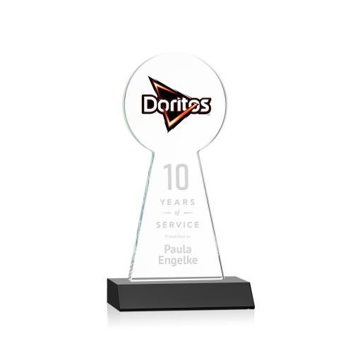 Awards and Plaques - Crystal Trophies - Laidlaw Full Color/Etch Black Circle Crystal Trophy
