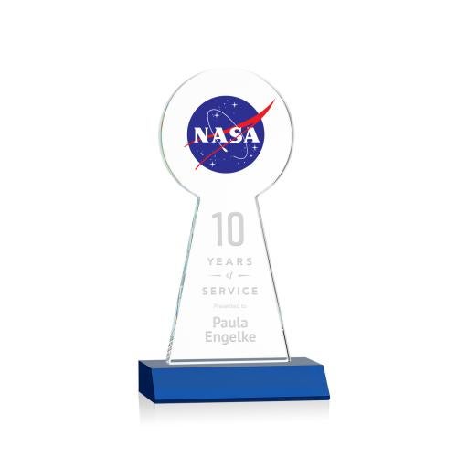 Awards and Plaques - Crystal Trophies - Laidlaw Full Color/Etch Blue Circle Crystal Trophy