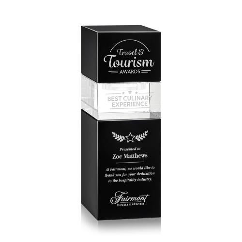 Awards and Plaques - Crystal Trophies - Tofino Stacker Black Towers Crystal Trophy