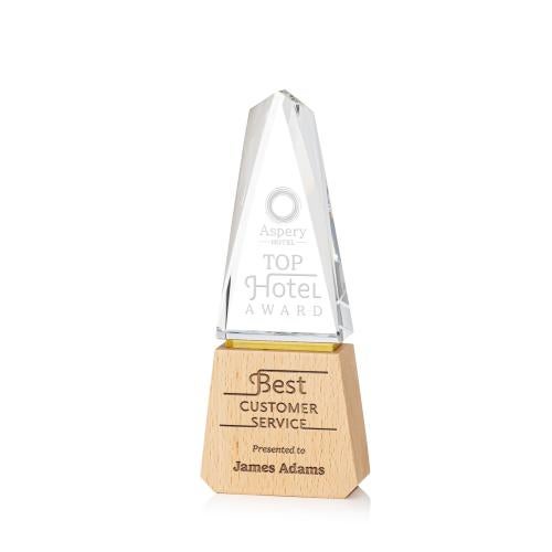 Awards and Plaques - Crystal Trophies - Vigil Obelisk Wood Trophy