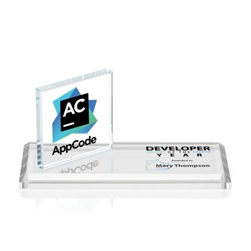 Awards and Plaques - Crystal Trophies - Hutchison Square Full Color Square / Cube Wood Trophy