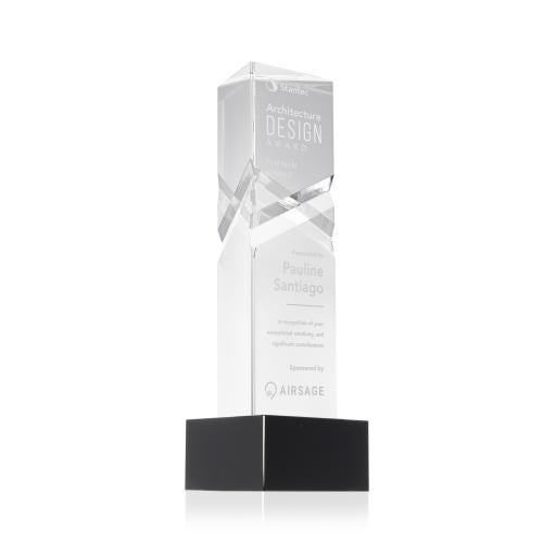 Awards and Plaques - Crystal Trophies - Groves on Plated Base Black Towers Crystal Trophy
