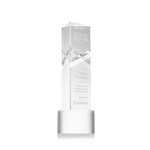 Awards and Plaques - Crystal Trophies - Groves on Round Base Clear Towers Crystal Trophy