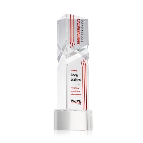 Awards and Plaques - Crystal Trophies - Groves Full Color on Half Round Base Clear Towers Crystal Trophy