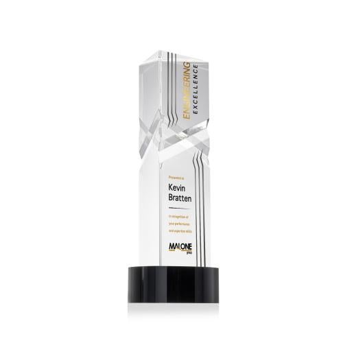 Awards and Plaques - Crystal Trophies - Groves Full Color on Lockwood Base Black Towers Crystal Trophy
