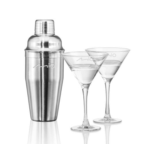 Custom Barware Glasses - Cocktail Glasses - Barrera Shaker & Barrera Martini Set