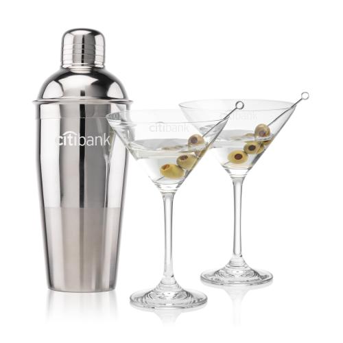 Custom Barware Glasses - Cocktail Glasses - Catania Shaker & Robles Martini Set