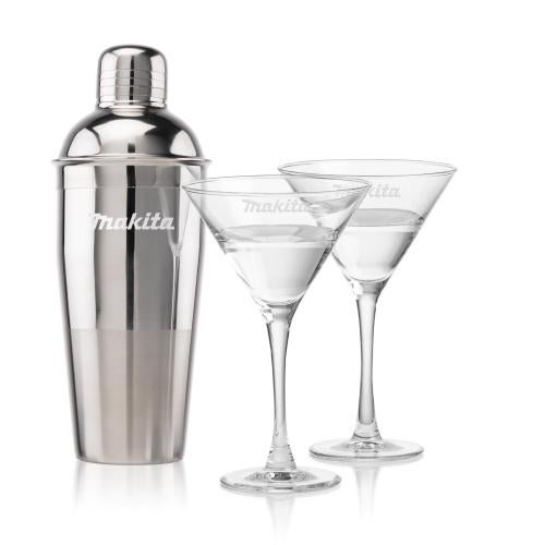 Custom Barware Glasses - Cocktail Glasses - Catania Shaker & Barrera Martini Set