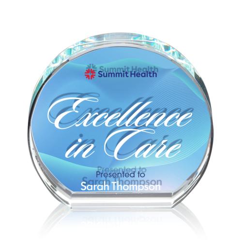 Awards and Plaques - Crystal Trophies - Garcia Dillon Sided Full Color Circle Crystal Trophy
