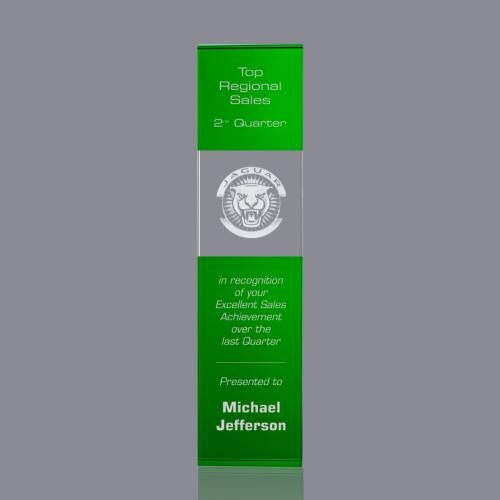 Awards and Plaques - Crystal Trophies - Price Tower 3D Green Towers Crystal Trophy