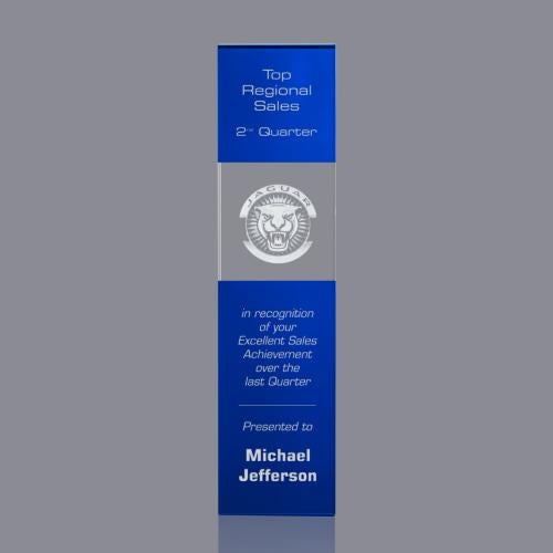 Awards and Plaques - Crystal Trophies - Price Tower 3D Blue Towers Crystal Trophy
