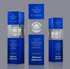 Price Tower 3D Blue Towers Crystal Trophy - Crystal Trophies