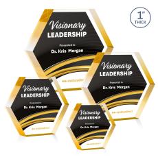 Markville Hexagon Full Color Gold Acrylic Trophy - Acrylic Trophies