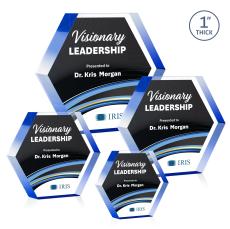 Markville Hexagon Full Color Blue Acrylic Trophy - Acrylic Trophies