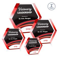 Markville Hexagon Full Color Red Acrylic Trophy - Acrylic Trophies