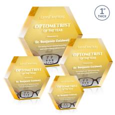 Markville Hexagon Full Color Dillon Sided Gold Acrylic Trophy - Acrylic Trophies
