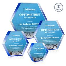 Markville Hexagon Full Color Dillon Sided Blue Acrylic Trophy - Acrylic Trophies