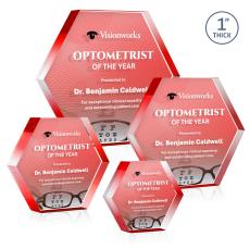 Markville Hexagon Full Color Dillon Sided Red Acrylic Trophy - Acrylic Trophies