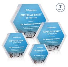 Markville Hexagon Full Color Dillon Sided Clear Acrylic Trophy - Acrylic Trophies
