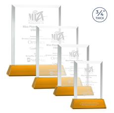 Hinton on Helton Amber Rectangle Crystal Trophy - Crystal Trophies