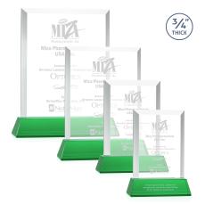 Hinton on Helton Green Rectangle Crystal Trophy - Crystal Trophies