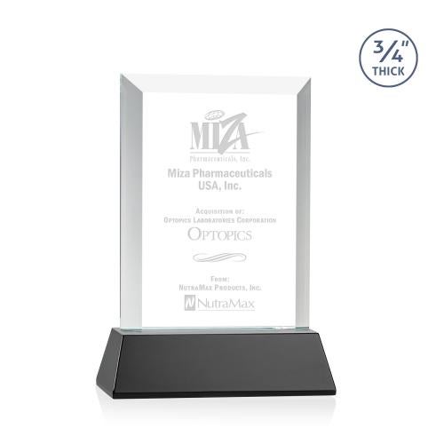 Awards and Plaques - Crystal Trophies - Hinton on Helton Black Rectangle Crystal Trophy