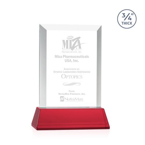 Awards and Plaques - Crystal Trophies - Hinton on Helton Red Rectangle Crystal Trophy