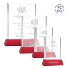 Hinton on Helton Red Rectangle Crystal Trophy - Crystal Trophies