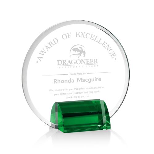 Awards and Plaques - Crystal Trophies - Gaston Green Circle Crystal Trophy