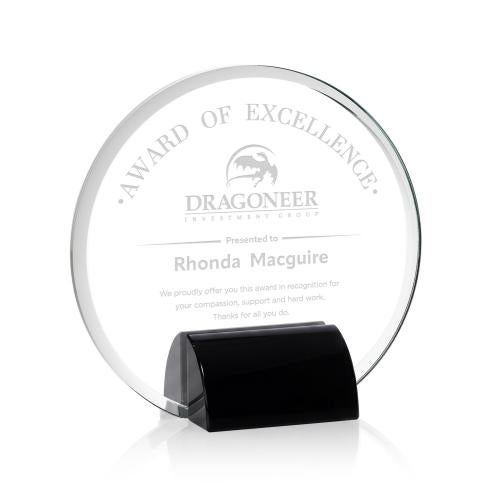 Awards and Plaques - Crystal Trophies - Gaston Black Circle Crystal Trophy