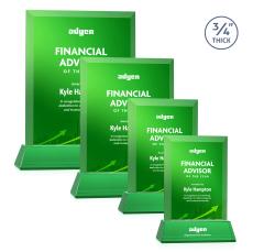 Hinton Full Color on Helton Green Rectangle Crystal Trophy - Crystal Trophies