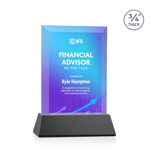 Awards and Plaques - Crystal Trophies - Hinton Full Color on Helton Black Rectangle Crystal Trophy