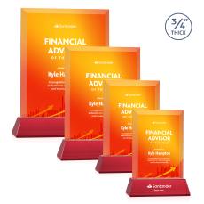 Hinton Full Color on Helton Red Rectangle Crystal Trophy - Crystal Trophies