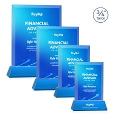 Hinton Full Color on Helton Sky Blue Rectangle Crystal Trophy - Crystal Trophies