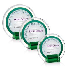 Gaston Full Color Green Circle Crystal Trophy - Crystal Trophies