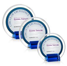 Gaston Full Color Blue Circle Crystal Trophy - Crystal Trophies