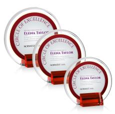 Gaston Full Color Red Circle Crystal Trophy - Crystal Trophies