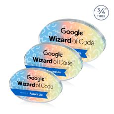 Barlow Oval Full Color Dillon Sided Clear Circle Crystal Trophy - Employee of the Month