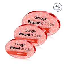 Barlow Oval Full Color Dillon Sided Red Circle Crystal Trophy - Employee of the Month