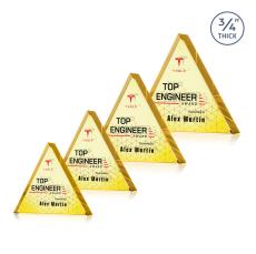 Arriaga Triangle Full Color Dillon Sided Gold Crystal Trophy - Employee of the Month