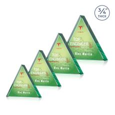 Arriaga Triangle Full Color Dillon Sided Emerald Crystal Trophy - Employee of the Month