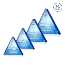 Arriaga Triangle Full Color Dillon Sided Blue Crystal Trophy - Employee of the Month