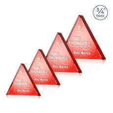 Arriaga Triangle Full Color Dillon Sided Red Crystal Trophy - Employee of the Month