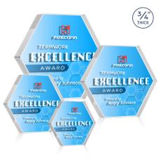 Gilford Hexagon Full Color Dillon Sided Clear Crystal Trophy - Employee of the Month