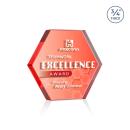 Gilford Hexagon Full Color Dillon Sided  Red Crystal Trophy